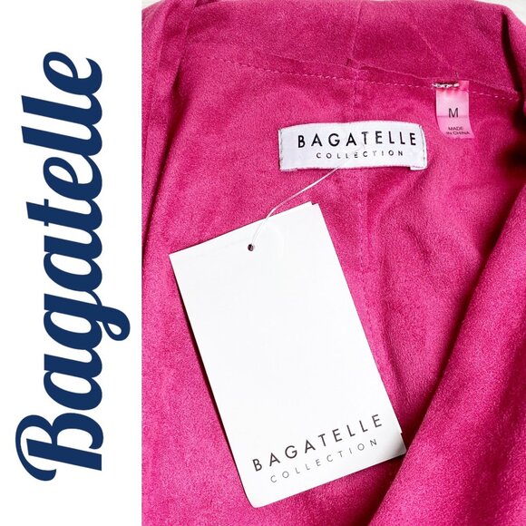 NWT BAGATELLE CRANBERRY RED MICRO SUEDE WATERFALL MOTO STYLE JACKET, SIZE MEDIUM - Picture 6 of 8